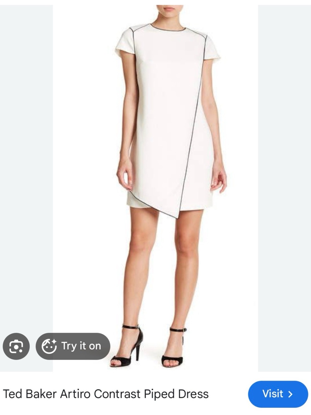 Ted Baker White Shift Dress with Black Contrast Piping
